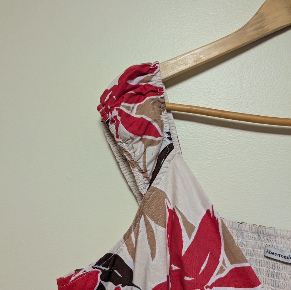 Abercrombie & Fitch Floral Maxi Dress Red Tan Brown White Women’s XL - Picture 6 of 7